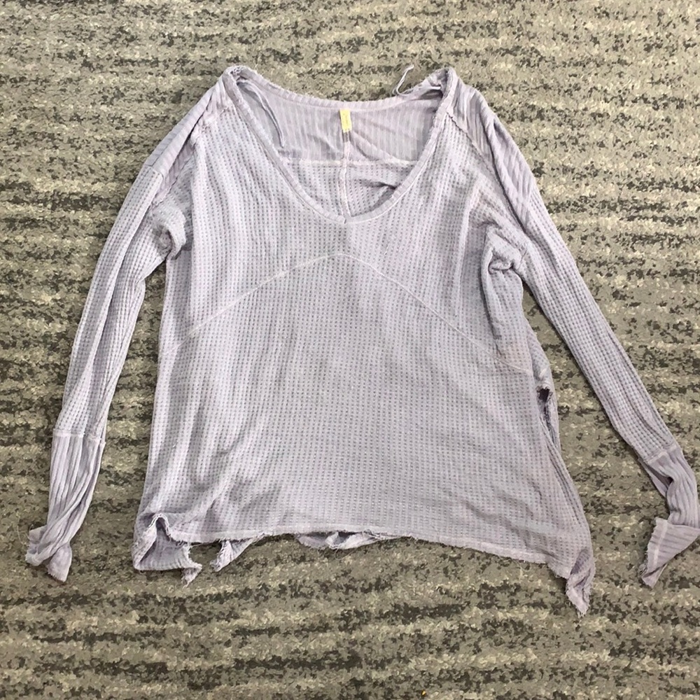 Free People Light Purple Waffle Shirt